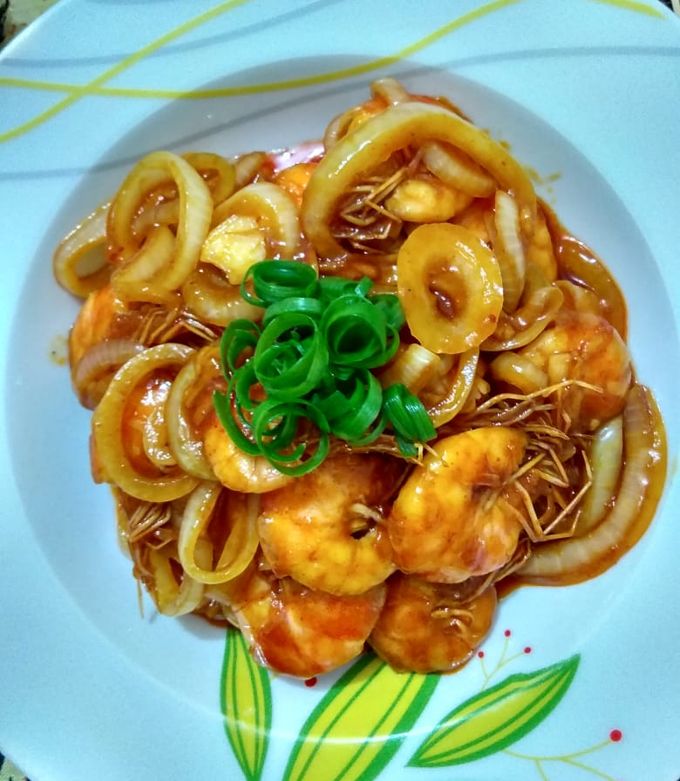 Udang Cah Bawang Bombay